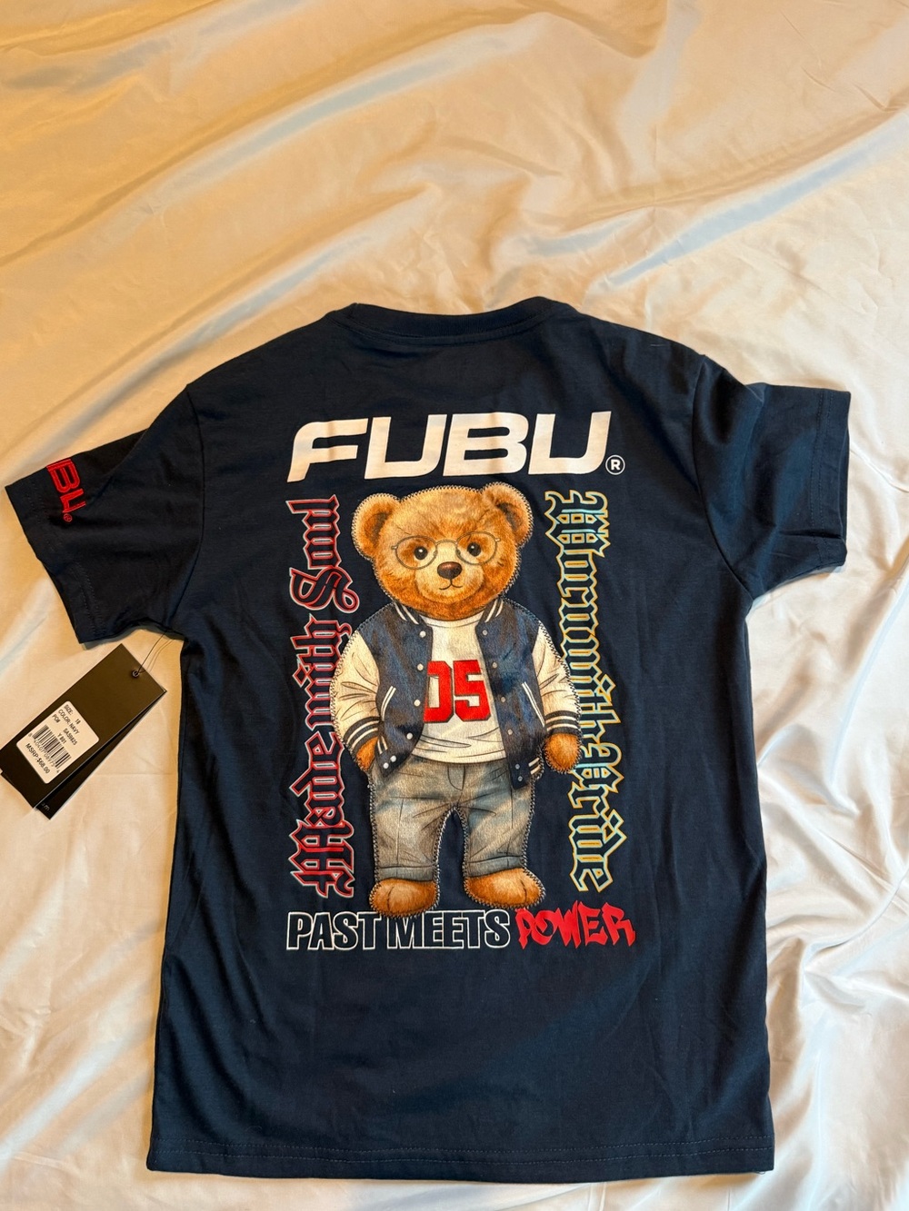 FUBU Navy Teddy Varsity Graphic Tee